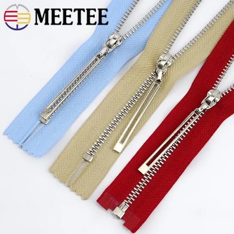Meetee 3 재봉 금속 지퍼, 15-70cm 개폐 지퍼, 지갑 재킷 가방, 지퍼 수리 키트, DIY 의류 액세서리, 2 개