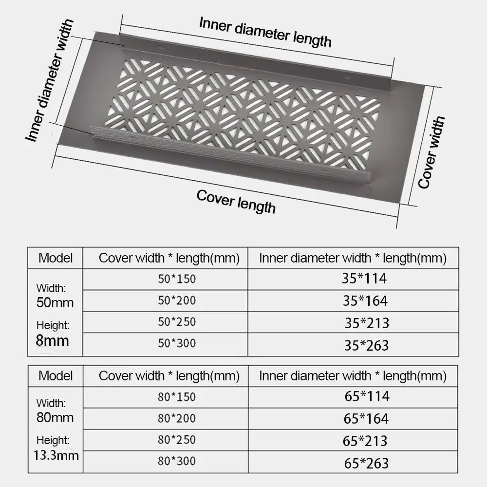 Aluminum Alloy Vents Cover Rectangle 50 80cm Wide Air Vent Decor Louver Breathable Mesh Ventilator Grille Cover air vent cover
