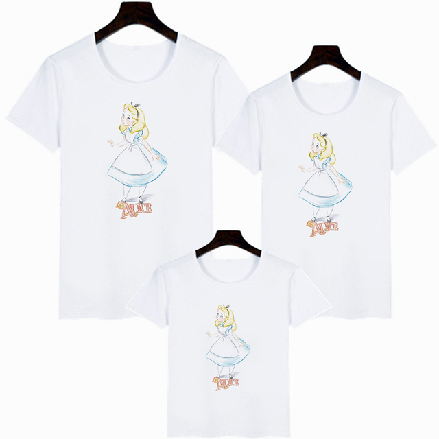 Shirts Disney Summer Popular Alice in Wonderland Family Look Outfits Parent Child Comfy Leisure Exquisite Tea Time T-Shirts