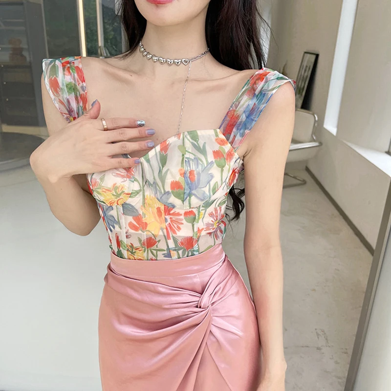 ο  Sweet Vest Suspender Sweetheart Neck   Ʈ Slim Fit Bustier ڸ ũ ž Summer Babes Street Style S M L