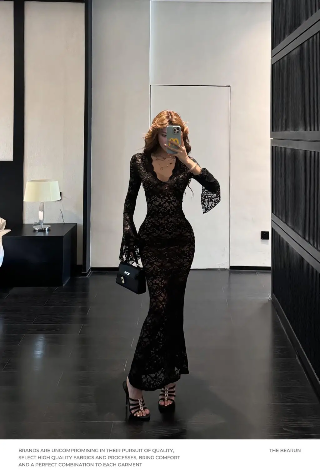 Sexy Bodycon Lace Long Dresses for Women V-neck Flare Sleeves Slim Mermaid Evening Party Dress Club Prom Robe Ladies Vestidos