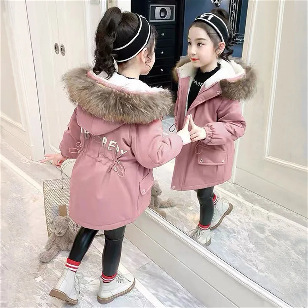 

Winter Coat Kid Teen Young Girls Warm Coat Parka Outerwear Teenage Outfit Children Girls Fur Hooded Jacket for 5 6 8 10 12 Years