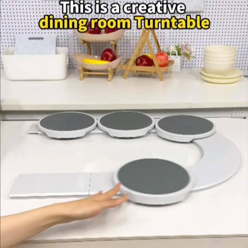 J6BB 360 Degree Rotation Tray for Home Dining and Outdoor Picnics Plastic Turntable Serving Rack Portable Carousels