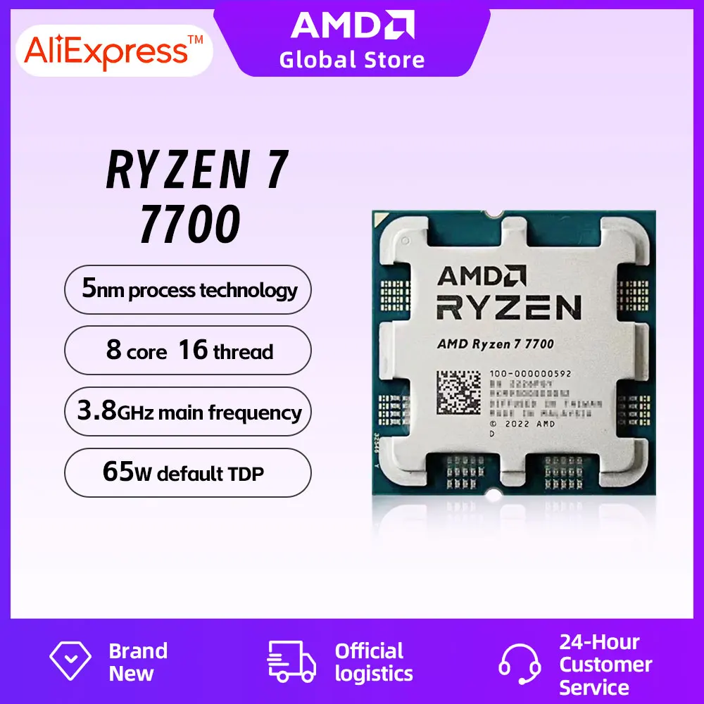 AMD Ryzen 7 7700 8-Core, 16-Thread Unlocked Desktop Processor