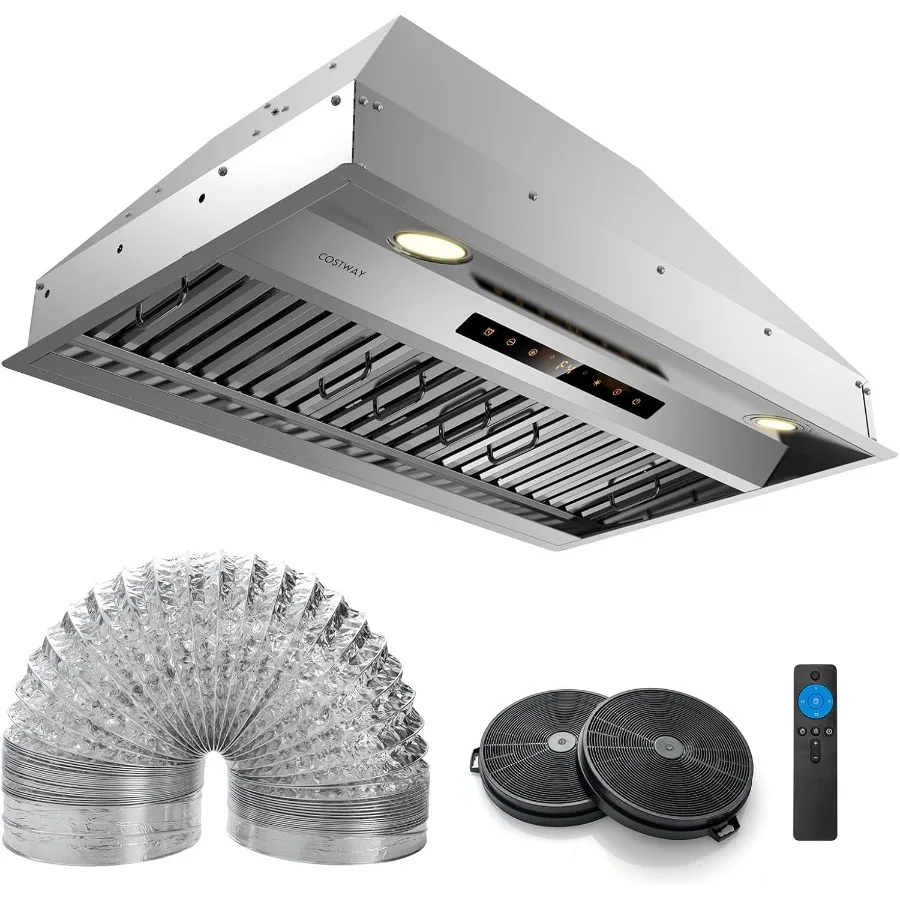 30 Inch Range Hood Insert 900 CFM Ducted/Ductless Convertible Stainless Steel Built-in Kitchen Vent Hood with 4 Fan Speeds Touc