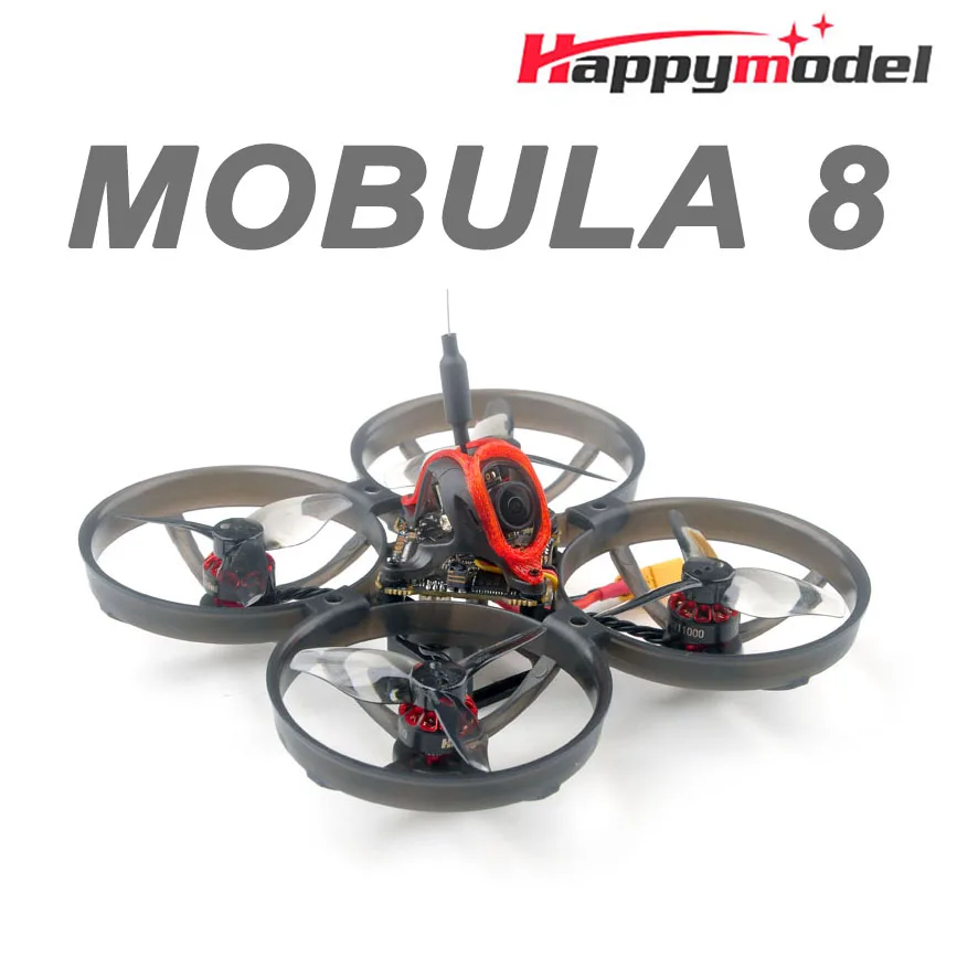 

HappyModel Mobula 8 1-2S 85mm Micro FPV Whoop Drone X12 AIO FC 400mW OPENVTX Caddx Ant 1200TVL EX1103 KV110000