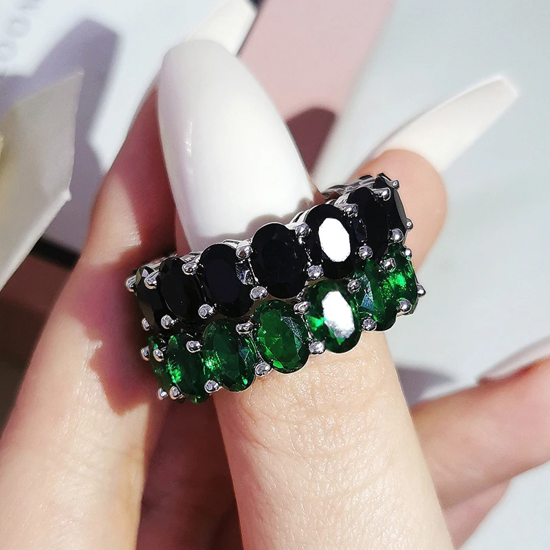Silver ring Wedding rings Silver rings 2pcs Per Set Wedding Band Eternity Ring for Women Gift Finger Lots Jewelry Z15