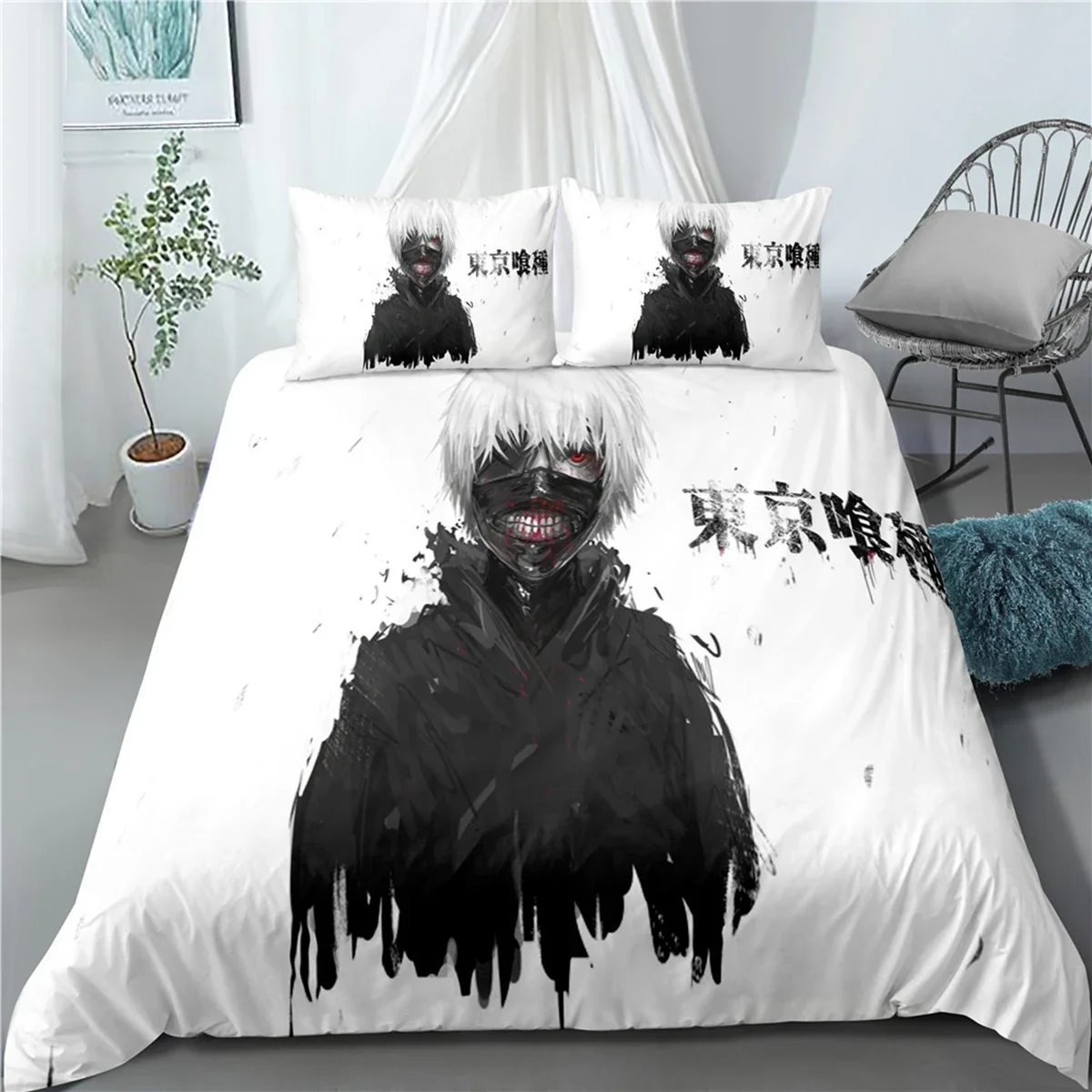 =Anime Tokyo Ghoul 3D Printed Bedding Set Duvet Covers Pillowcases Comforter Bedding Set Bedclothes Bed Linen 2