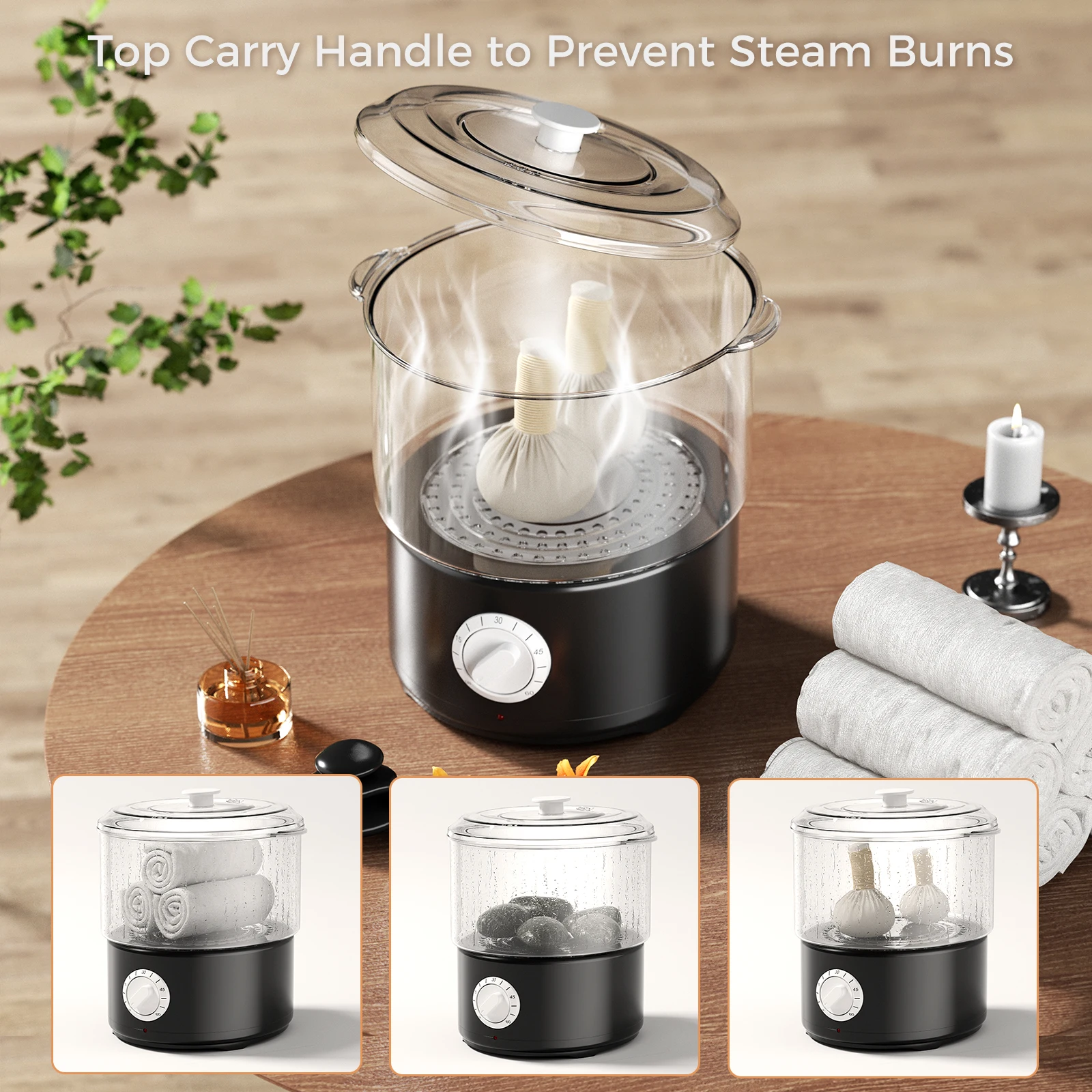 Mini Electric Spa Towel Stone Warmer Bucket Steamer Quick heating Towel  Fast Heater For Nail Salon Massage Barber 202 ° F - AliExpress