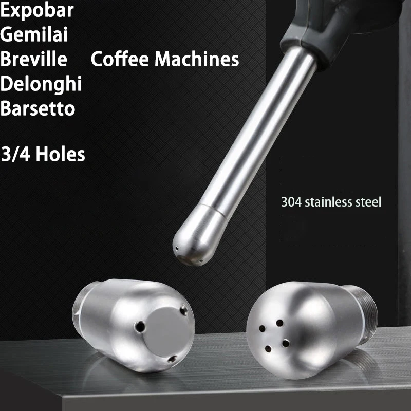 

3-4 Holes Coffee Machine Steam Nozzle Accessories for Breville 870/878/880 Perfect Milk Foam for Barista 304 Stainless Steel