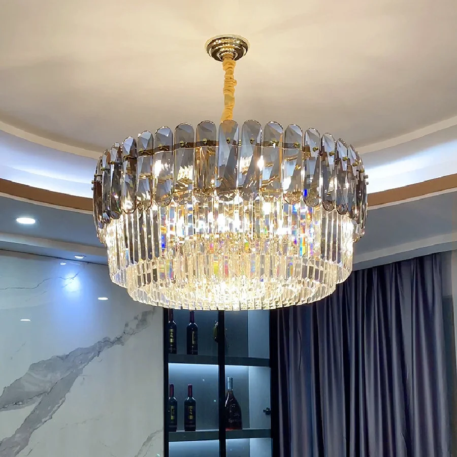 

Modern Luxury E14 Led Pendant Lights Gold Steel Body Lustre K9 Crystals Pendant Lamp Living Room Home Deco Led Hanging Lamp