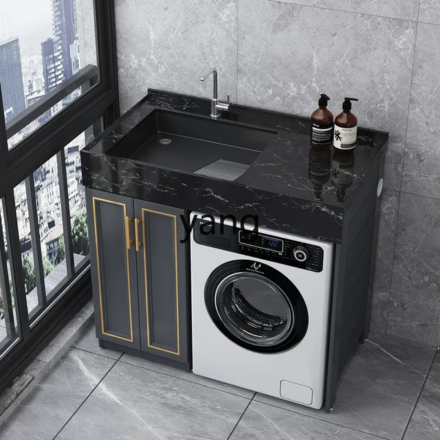 เคาน์เตอร์หินอ่อน LMM สำหรับอพาร์ทเมนต์ขนาดเล็ก ตู้ซักผ้าแบบรวม เครื่องซักผ้าแบบติดตั้งบนเคาน์เตอร์ อ่างล้างหน้าแบบรวม 2