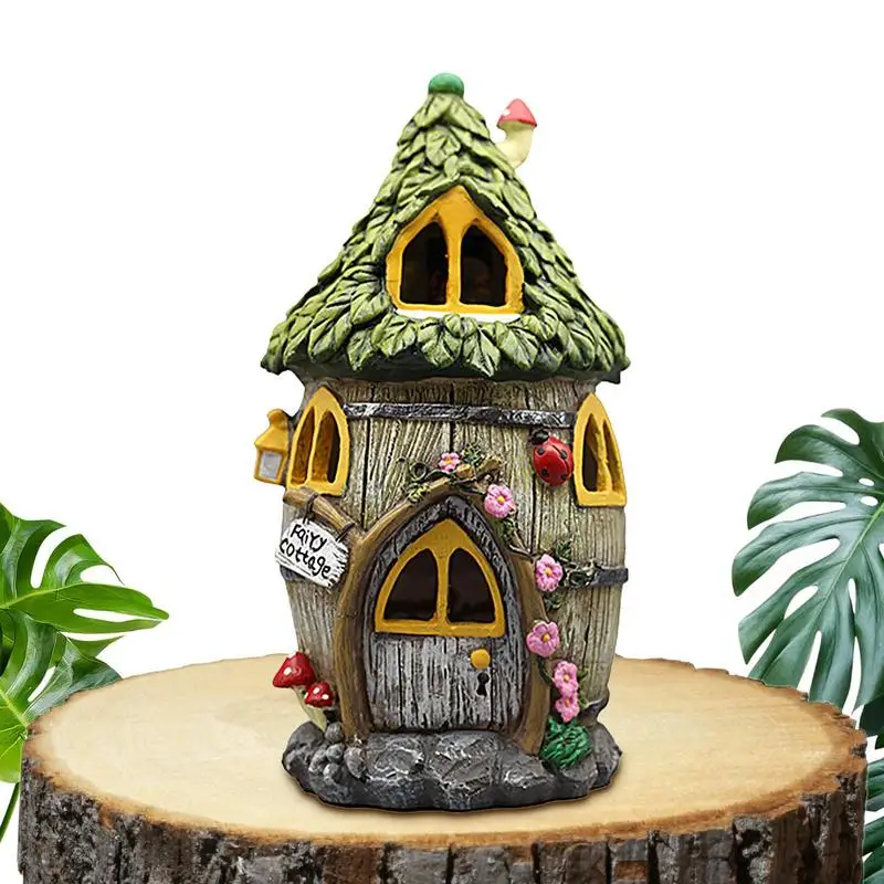 

Фонарик на солнечной батарее, искусственная лужайка, миниатюрный Волшебный дом, уличный Декор на солнечной батарее, искусственный сад, лампа для рождественского домика из смолы