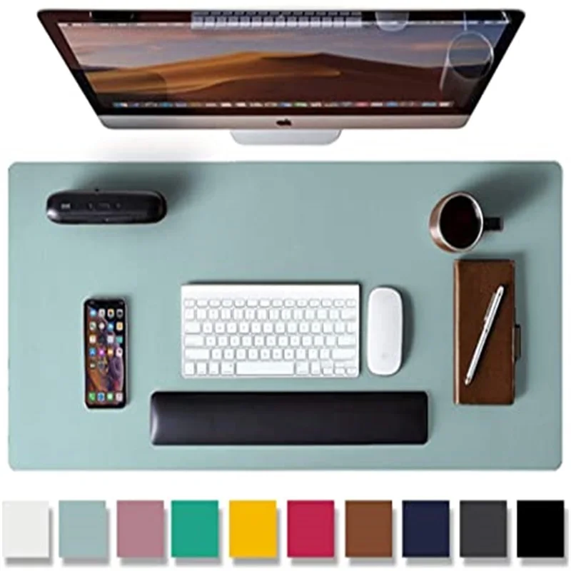 Double-sided color Leather Protector Mouse Pad Office Desk Mat Non-Slip PU Desk Blotter Waterproof Writing Pad Office and Home