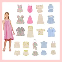 BE Knitted Dress Set 2025 Summer Girls' Versatile Solid Color Short Sleeved Shorts Dress Sleeveless Top Set Baby Crawler Suit 1