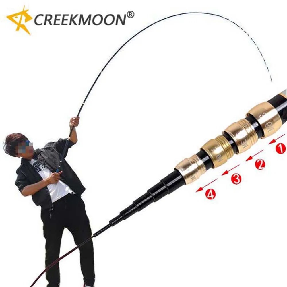 Lunghezza Di Posizionamento Regolabile Canna Da Pesca 3.6M-7.2M Telescopica Ultra-Corta Da Pesca In Carbonio Spinning Palo A Flusso Duro Ultraleggero