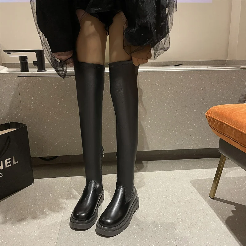 

Sexy Women Over The Knee Boots Slim Long Boots Female Black Booties Stretch Thigh High Boots Autumn Winter Shoes 2022 New 35-42