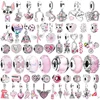 New Pink Series Bus Murano Glass Flowers Hearts Clip Charm Beads Fit Original European 925Silver Bracelet DIY Women Jewelry Gift 1