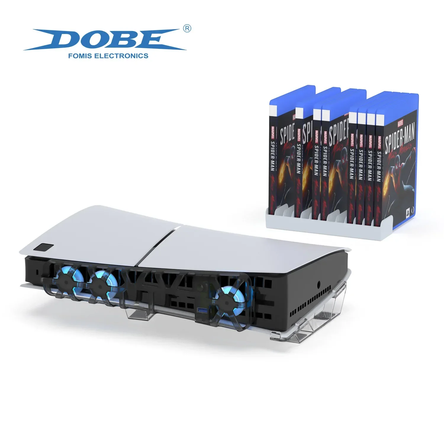 TP5-35129 for PS5 slim host universal rear Blu ray cooling RADIATOR fan+disc storage rack+simple horizontal bracket set