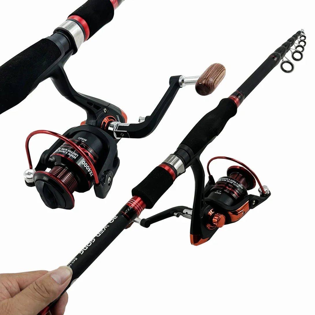 Fishing Rod Reel Combo 1.8M 2.1M 2.4M 2.7M Telescopic Pole All