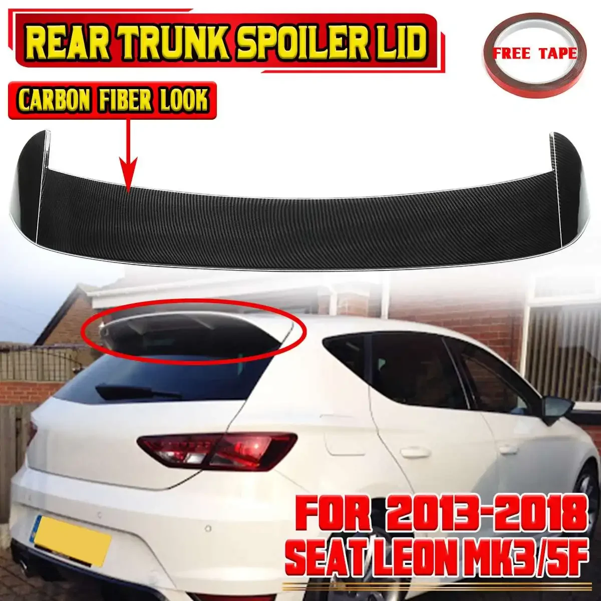 

Спойлер на заднюю крышу автомобиля из углеродного волокна для SEAT LEON MK3 / 5F 2013-2018, спойлер на заднюю крышу багажника, губа на крышу