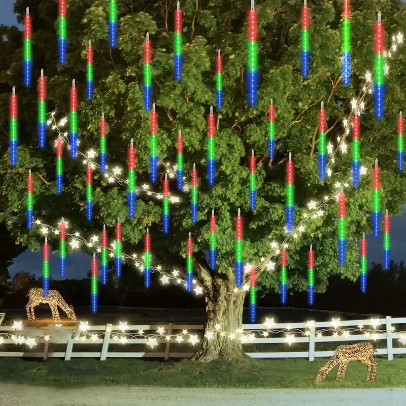 thumbnail image 1 of 1/2/3/4 Set LED Meteor Shower Lights Fairy String Lights Christmas Holiday Snow Falling Icicle Cascading Lighting Home Wedding, 1 of 5