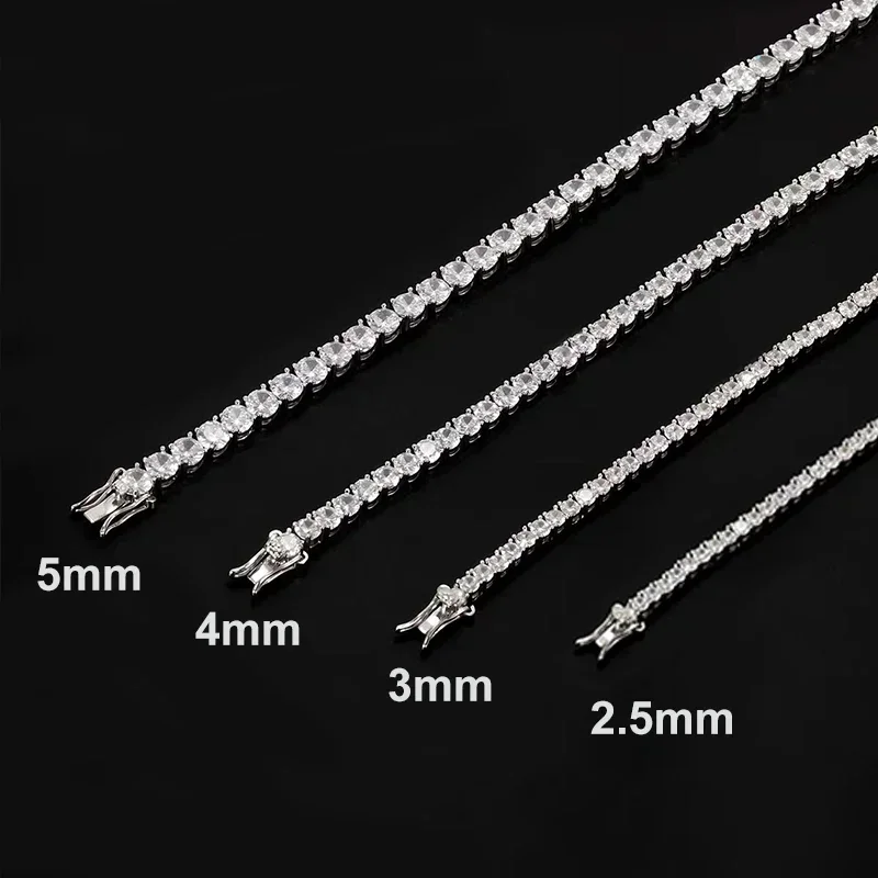 NeeTim 3mm 4mm Moissanite Tennis Bracelet 925 Sterling Silver with White Gold Plated Pass Diamond Tester Bracelets for Women Men 2