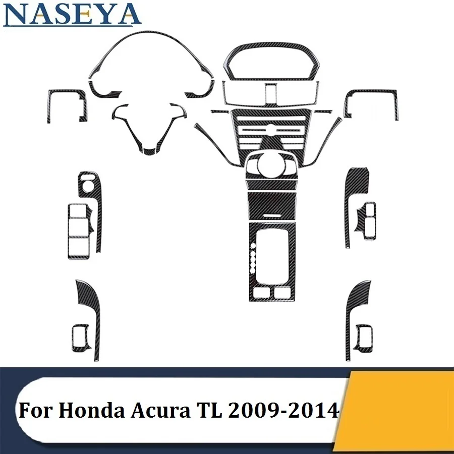 

For Honda Acura TL 2009-2014 Various Parts Carbon Fiber Black Stickers Without Navigation Car Interior Decorative Accessories