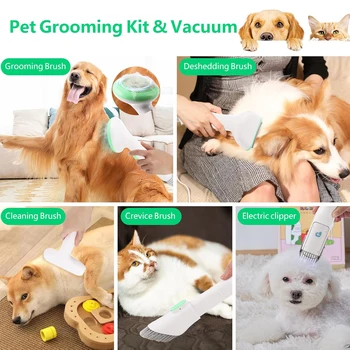 Pet Grooming Kit with 2L Vacuum Suction 99% Pet Hair, Professional Quiet Dog Grooming Vacuum Kit with 5 Grooming Tools For Pets 2