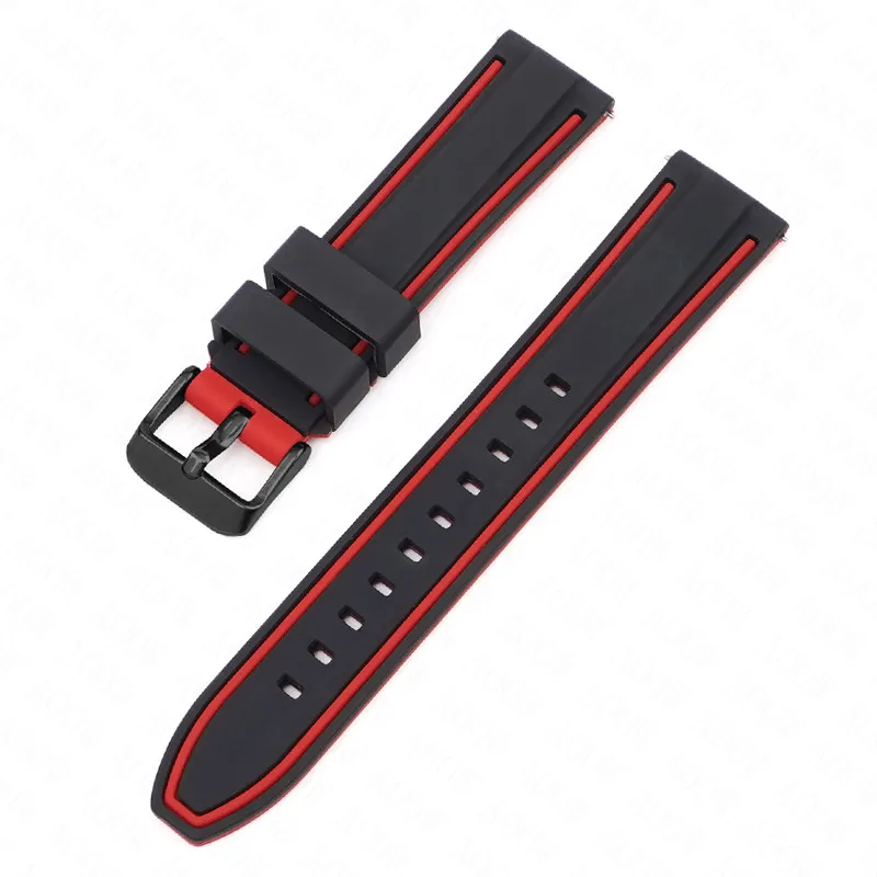 Universal Double Color Waterproof Sport Silicone Watch Strap, Quick Release Rubber Band, Unisex Bracelet
