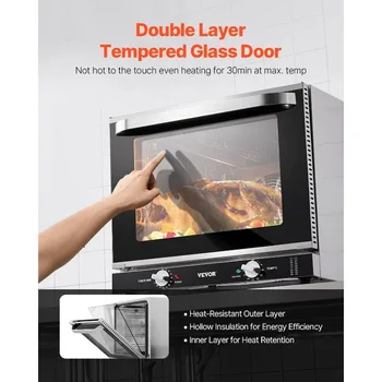 VEVOR Commercial Countertop Oven, 66L 4-Tier Toaster Oven, 2800W Electric Baking Ovens with Tempered Glass Door 4