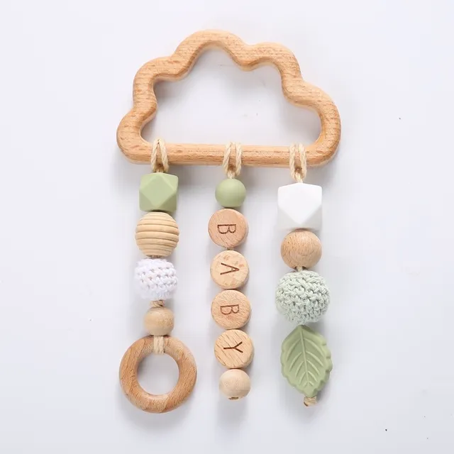 1PC Baby Wooden Teether Natural Beech Teething Teether Newborn Montessori Educational Toys Pacifier Chain Safe Pendant Products 2