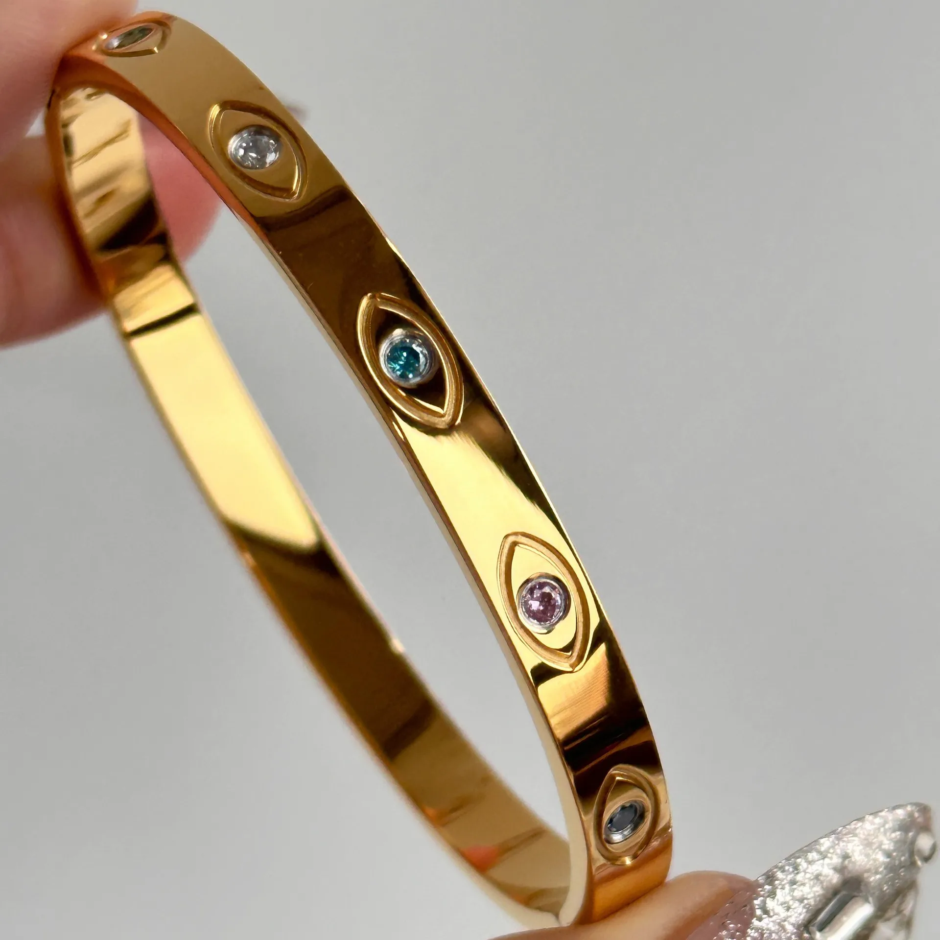 Bangle bracelet,stainless steel bracelet,zircon bracelet Stainless Steel Star Moon Sun Bracelet Zircon For Women Girls