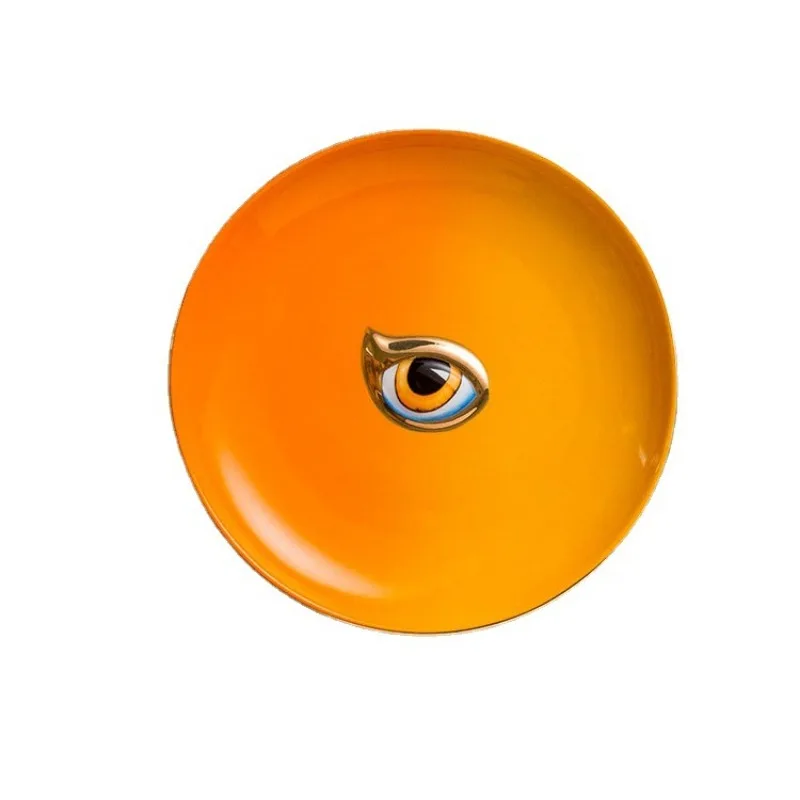 Nordic Round Ceramic Plate Devil's Eye Ring Necklace Jewelry Tray Teacups Coasters Ceramic Jewelry Tray Colorful Ornaments