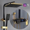 Hot Cold Shower System Bathroom LED Digital Shower Set Wall Mount Smart Thermostatic Bath Faucet Square Head SPA Rainfall Grifo 1