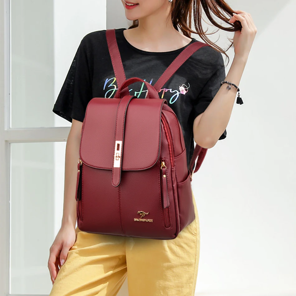 Womens Backpack Luxury Leather Casual Daypack School Bags For Girls