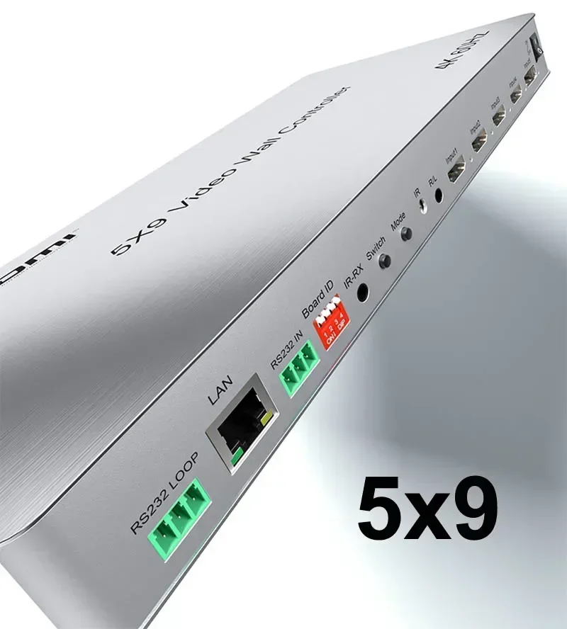 4K 60hz 5x9 HDMI 비디오 월 컨트롤러 2x2 3x3 9 가지 방법 TV 스플라이서 멀티 스크린 프로세서 수평 수직 스크린 접합 상자