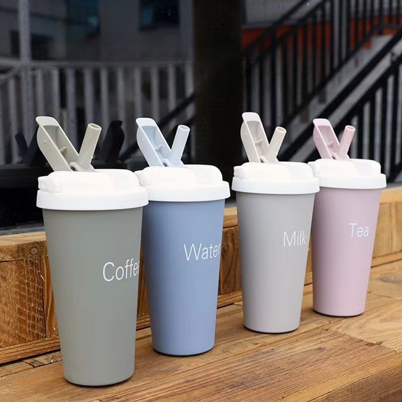 Ins Style Stainless Steel Tumbler with Straw Handle Portable Thermal Coffee Cup for Car Office Gift