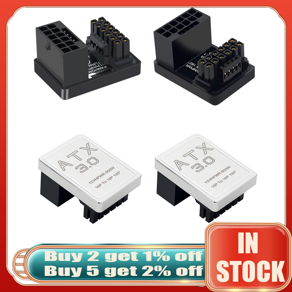Atx 3.0 12vhpwr 12 Mais 16pin 600w Cabo de Alimentação Adaptador de 180 Graus Angular Turning Conector Adaptador Cotovelo Cabeça para Desktop