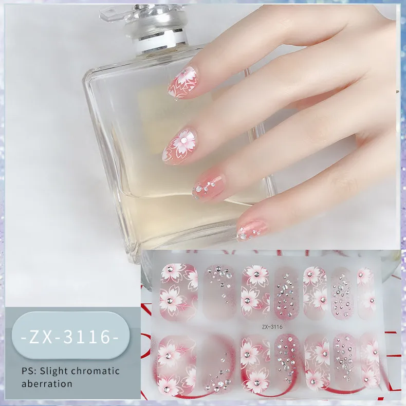 14p Waterproof Full Sticker Nail Sticker 3d Colored Diamond