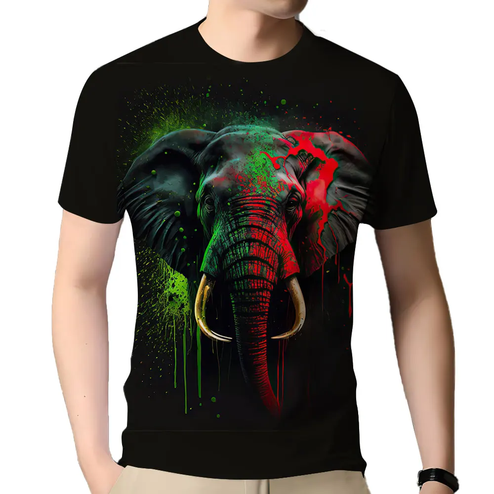 

Мужские летние топы, одежда 2023, уличная футболка с 3D Рисунком Слона и животных, модные повседневные футболки с круглым вырезом и коротким рукавом для улицы