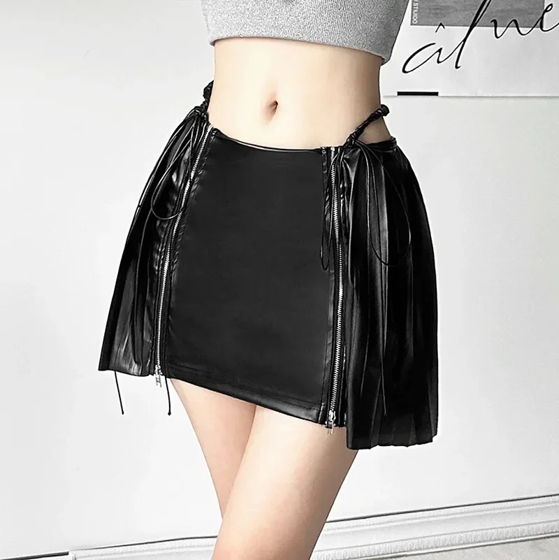 

Cute Mini Skirt for Women Summer High Waist Sexy Shorts Skirt Zipper Solid Bottoms Vintage Korean Style Clothes Y2k Female