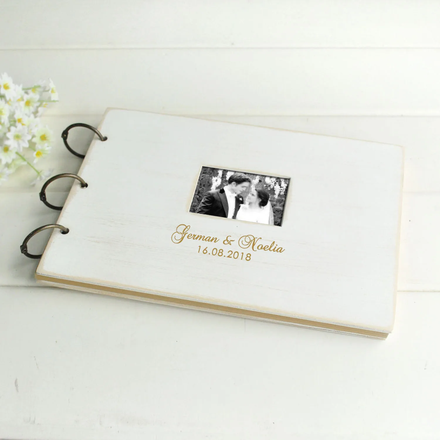 

Personalized Wedding GuestBook with Your Photo Rustic Wedding Signatures Book Customized Guest Book Birthday Baptism Decoration