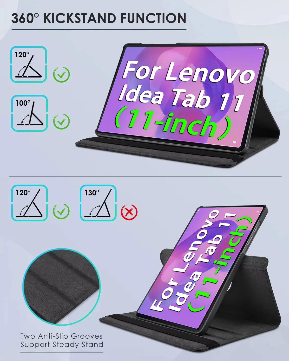 Enhanced Anti-Fall Protective Tablet Case with 360° Rotating Stand and Sleep/Wake Function