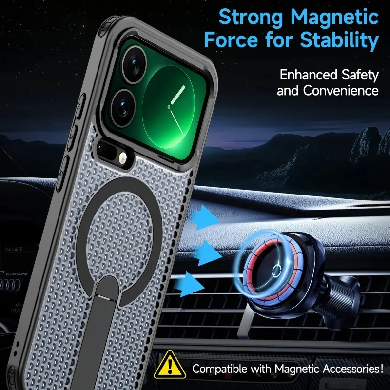 Luxury Honeycomb Cooling Stand Holder Magnetic Case - Hard Armor Protective Cover