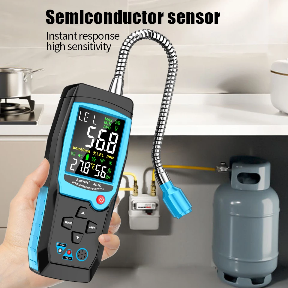 Gas Leak Detector Aicevoos Combustible Gas Leak Detector Flammable Gas Methane Natural Tester Sound Light Alarm Meter Leak Location Determine