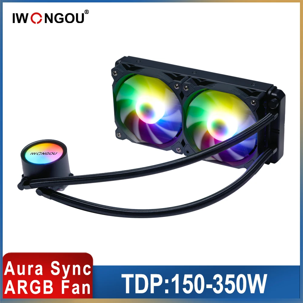 IWONGOU CPU Cooler 2011v3, 4pin, Rgb Liquid Cooling, 120mm Fan, PC