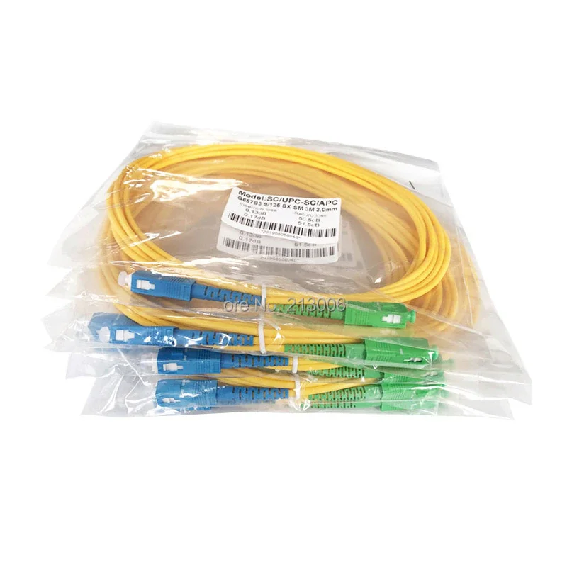 Fiber Optic Patch Cord SC/APC-SC/UPC,1 Meter Length SM SX Single Mode Simplex 3.0MM Diameter PVC Telecom Optical Jumper