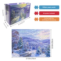 High Quality 70cm*50cm 1000pcs Jigsaw Puzzle the snow Adult Stress Relief Beautiful Landscape Painting Puzzle 2