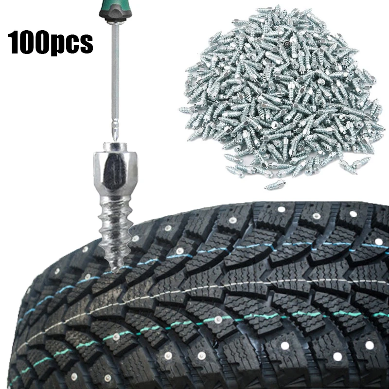 

100pcs Anti-Slip Car Tire Studs Screws Nails Wheel Tyre Snow Spikes Set Anti-Slip Anti-Ice for Truck Motorcycle 12mm Wholesale